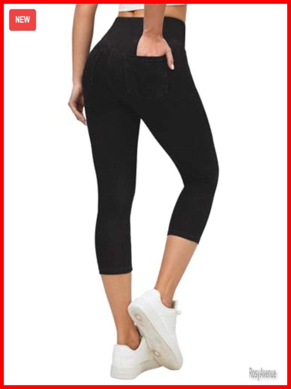Women's Stretchy Pull-On Capri Jeans Jeggings with Pockets